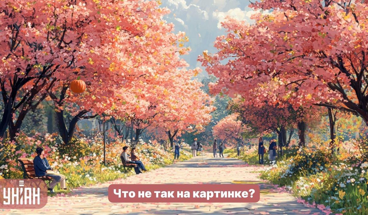 أنت بحاجة إلى العثور على حشرة غريبة في حديقة بها أشجار الساكورا في 5 ثوانٍ: اختبار ذكاء بسيط